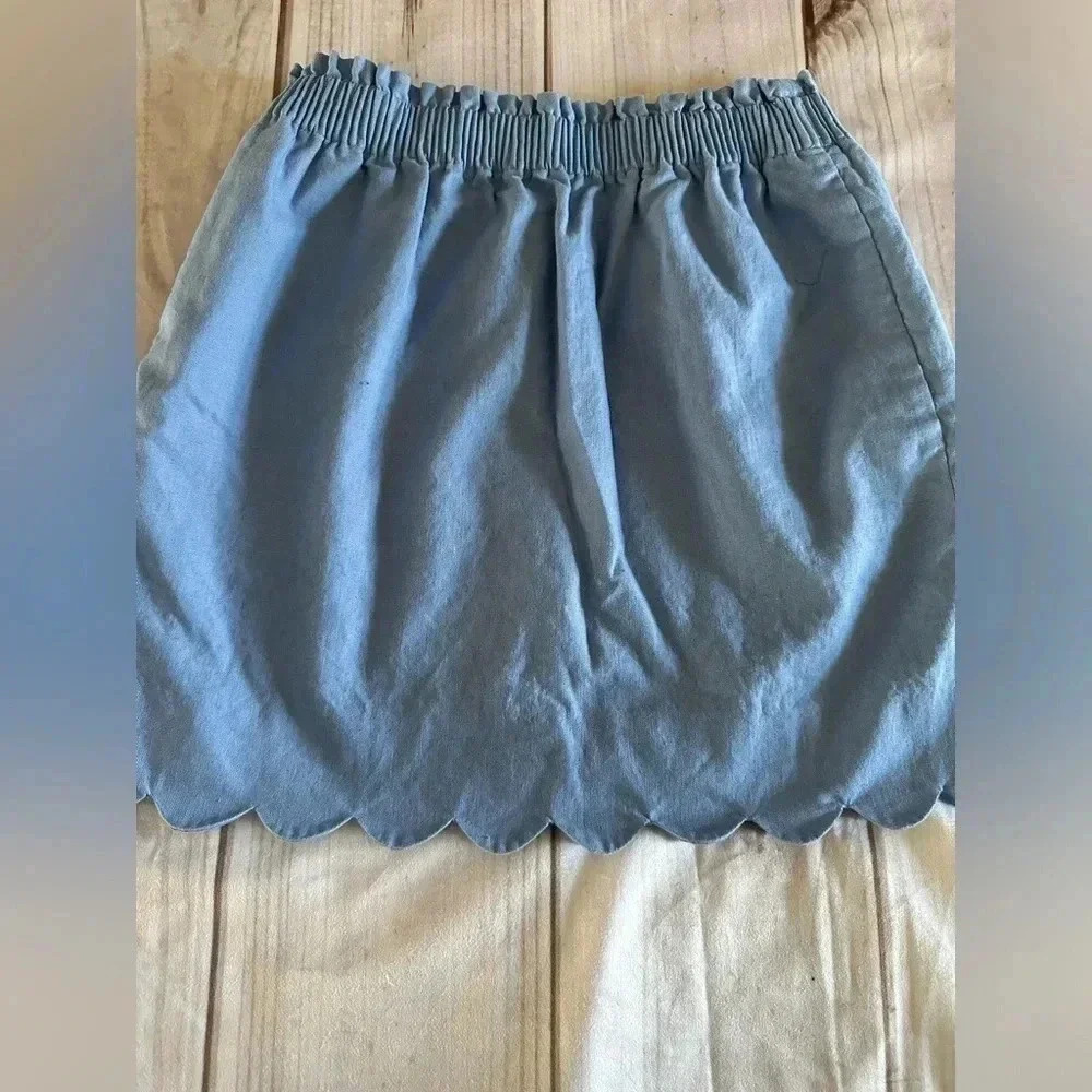 J by J Crew Skirt A-Line Pull On Linen Blend Light Blue Size 6